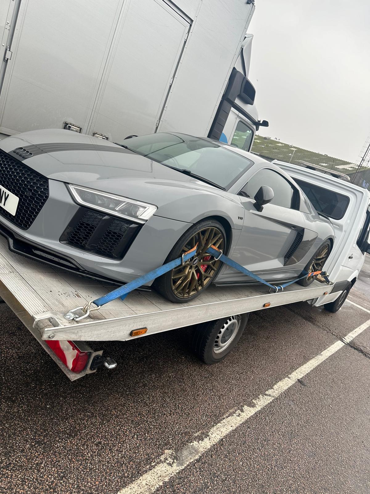Audi R8 supercar transportation by BHX Logistics Birmingham